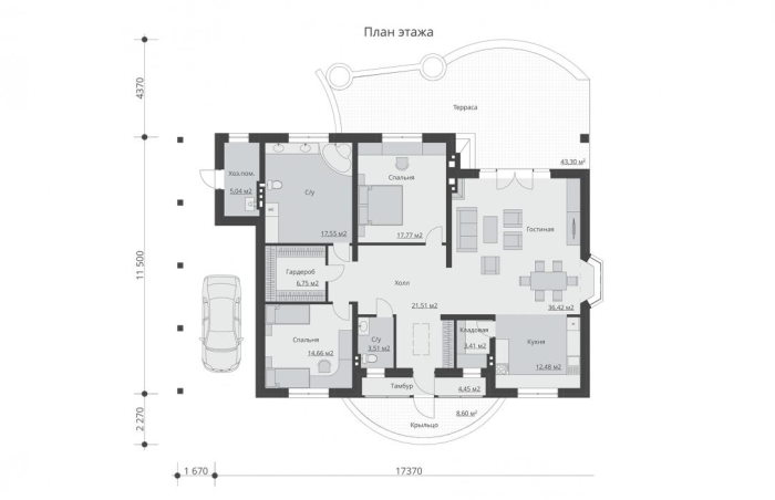 Проект 232 - дом из кирпича 11.84 x 14.94 - Дома из блоков 3