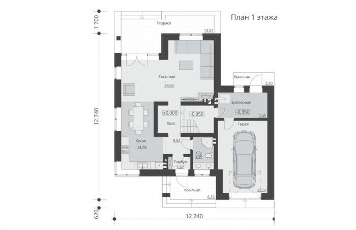 Проект 238 - дом из теплоблока 12.74 x 12.24 м - Дома из блоков 4