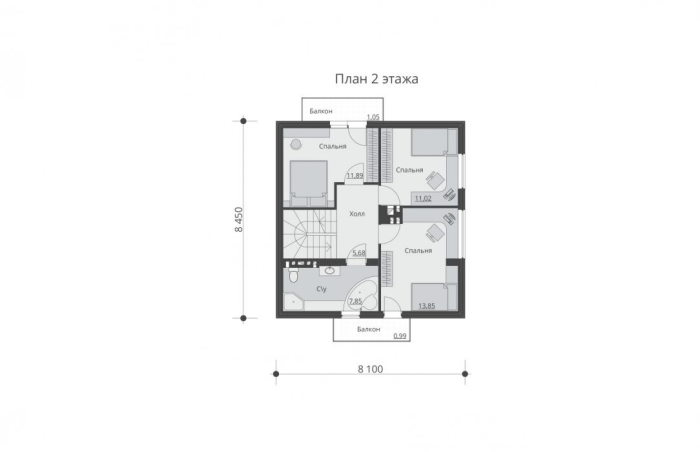 Проект 239 - дом из теплоблока  8.45 x 8.1 м - Дома из блоков 4