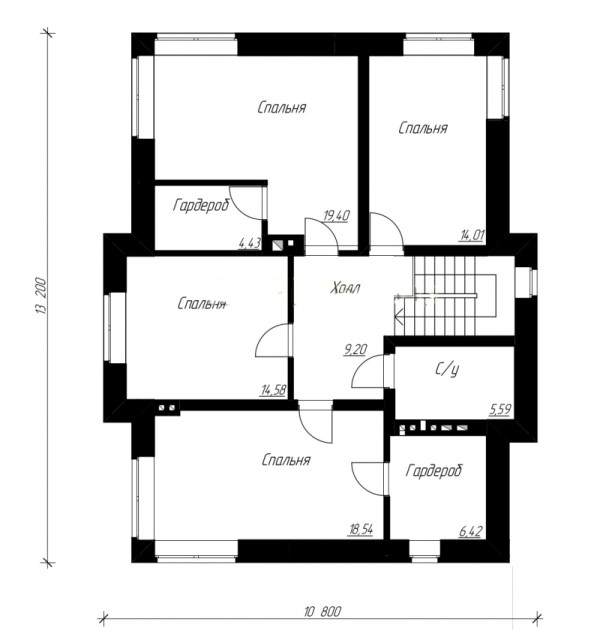 Проект 241 - дом из кирпича 14.4 x 14.8 м - Дома из блоков 3