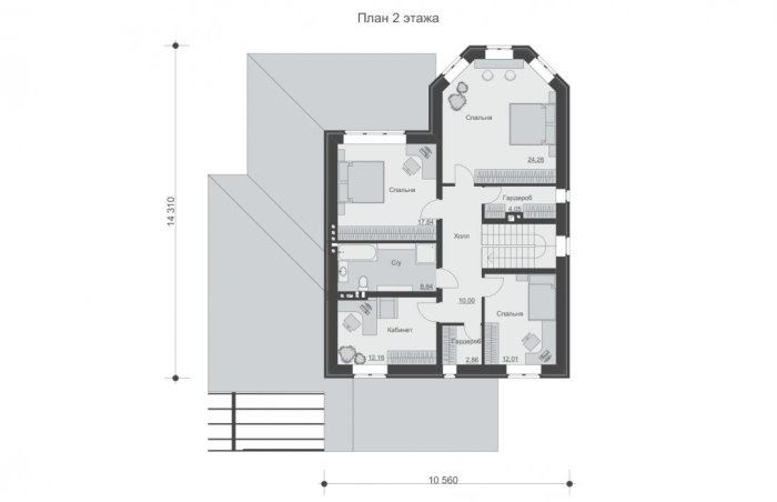 Проект 246 - дом из кирпича 14.96 x 14.31 м - Дома из блоков 3