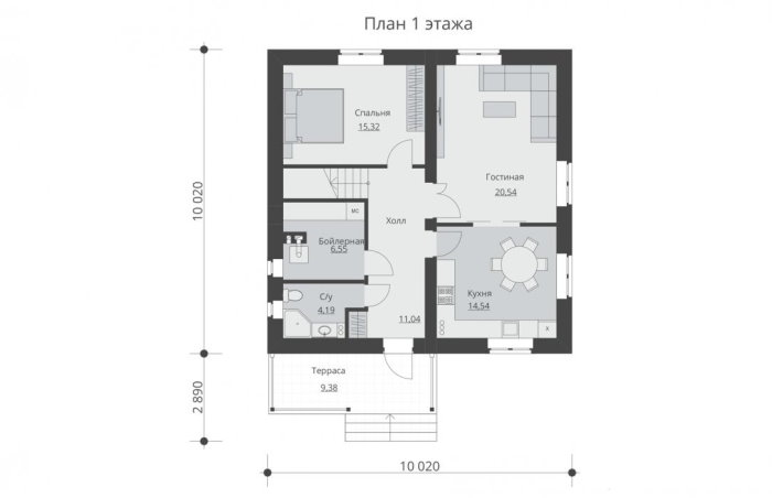 Проект 254 - дом из кирпича 10.02 x 10.02 м - Дома из блоков 4