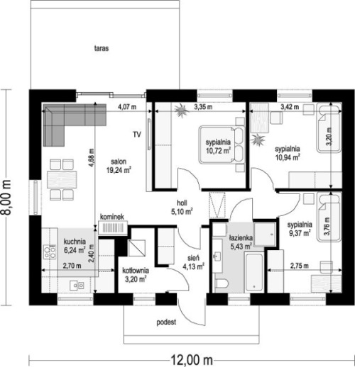 Проект 265 - дом из теплоблока 8 x 12 м - Дома из блоков 3
