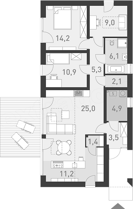 Проект 304 - дом из керамоблока 12 x 8 м - Дома из блоков 4