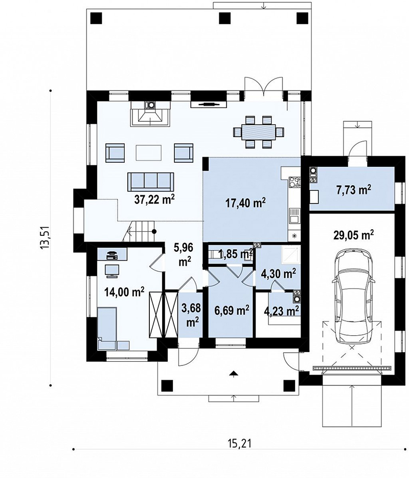 Проект 40-Д - дом из кирпича 13,51 на 15,21 м - Дома из блоков 3