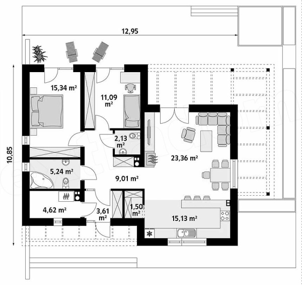 Проект дома КМС-59 - Дома из блоков - 3 миниатюра