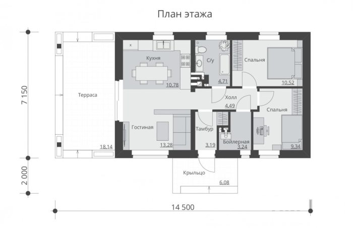 Проект 225  - дом из кирпича 9.15 x 14.5 м - Дома из блоков 3