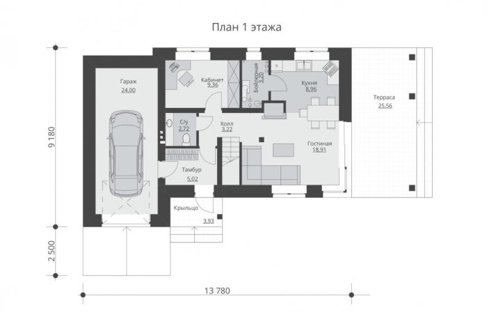 Проект 228  - дом из кирпича 9.18 x 17.3 м - Дома из блоков - 3 миниатюра