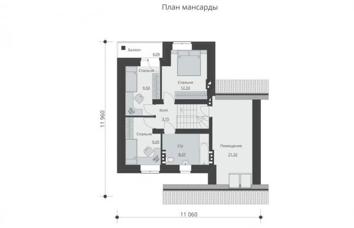 Проект 230  - дом из кирпича 11.96 x 11.06 м - Дома из блоков 4