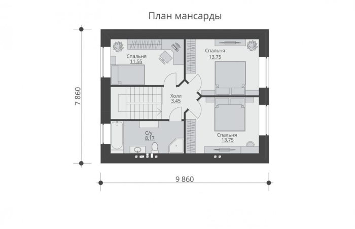 Проект 231  - дом из кирпича 9.86 x 7.86 - Дома из блоков - 4 миниатюра