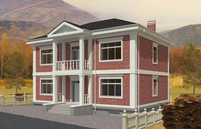 Проект 233  - дом из кирпича 13.9 x 11.2 м - Дома из блоков - 2 миниатюра