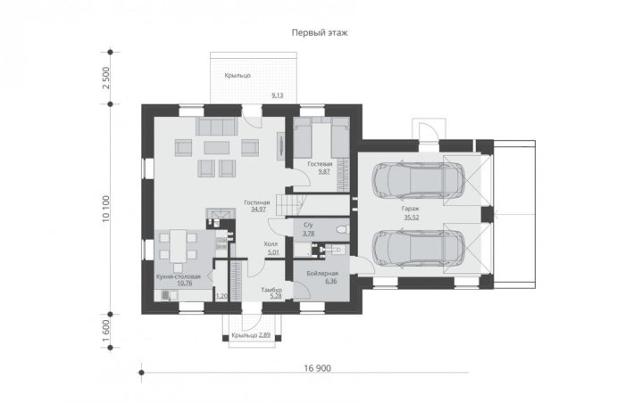 Проект 235  - дом из кирпича 16.9 x 10.1 м - Дома из блоков 4