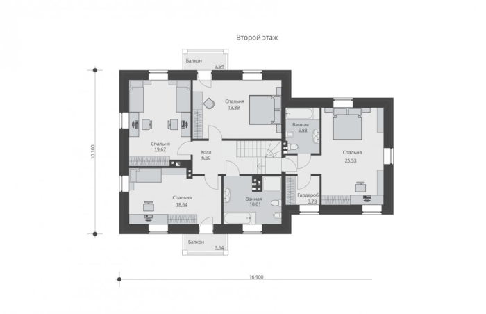 Проект 235  - дом из кирпича 16.9 x 10.1 м - Дома из блоков 3