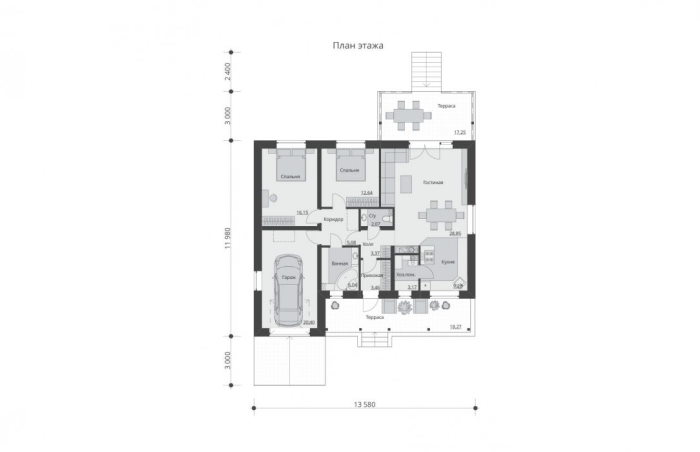 Проект 237  - дом из кирпича 13.58 x 14.98 м - Дома из блоков - 2 миниатюра