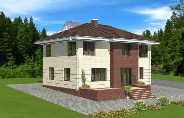 Проект 241 - дом из кирпича 14.4 x 14.8 м - Дома из блоков - 1 миниатюра