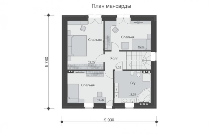 Проект 248 - дом из кирпича 9.93 x 9.78 м - Дома из блоков 2