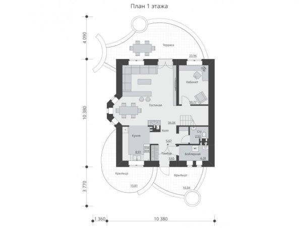 Проект 249 - дом из кирпича 10.38 x 10.38 м - Дома из блоков 4