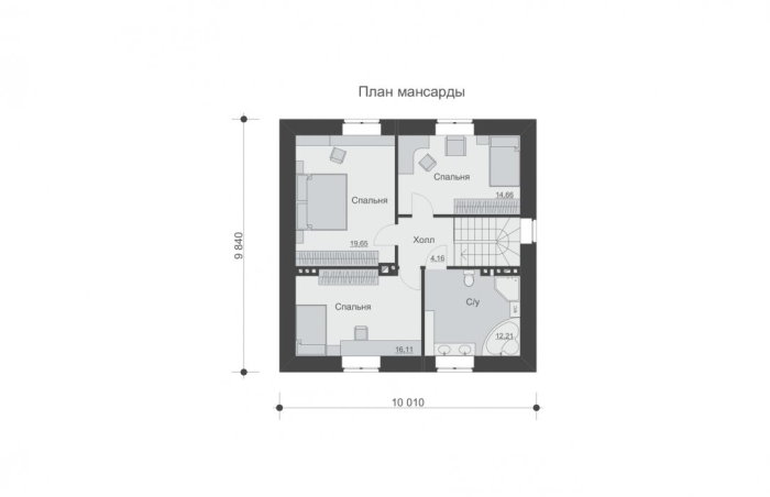 Проект 251 - дом из кирпича 10.01 x 9.84 м - Дома из блоков - 3 миниатюра