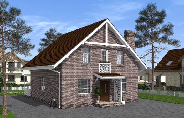 Проект 252 - дом из кирпича 9 x 9.46 м - Дома из блоков - 1 миниатюра