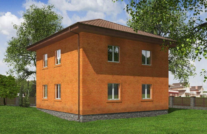 Проект 254 - дом из кирпича 10.02 x 10.02 м - Дома из блоков - 2 миниатюра