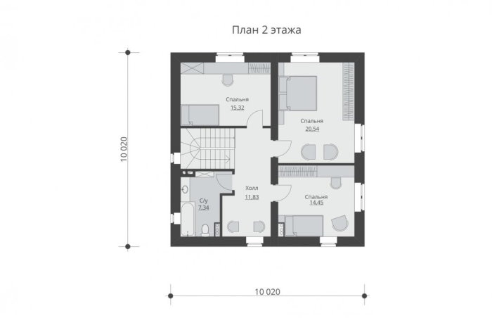 Проект 254 - дом из кирпича 10.02 x 10.02 м - Дома из блоков 3