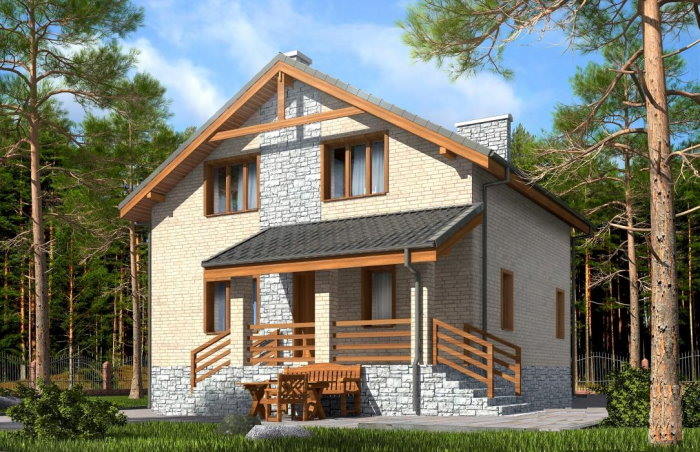 Проект 256 - дом из кирпича 10 x 9 м - Дома из блоков - 1 миниатюра