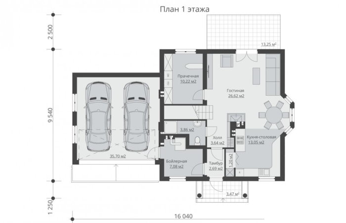 Проект 257 - дом из кирпича 16.04 x 9.54 м - Дома из блоков 4