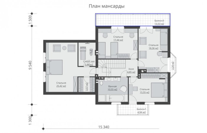Проект 257 - дом из кирпича 16.04 x 9.54 м - Дома из блоков - 3 миниатюра