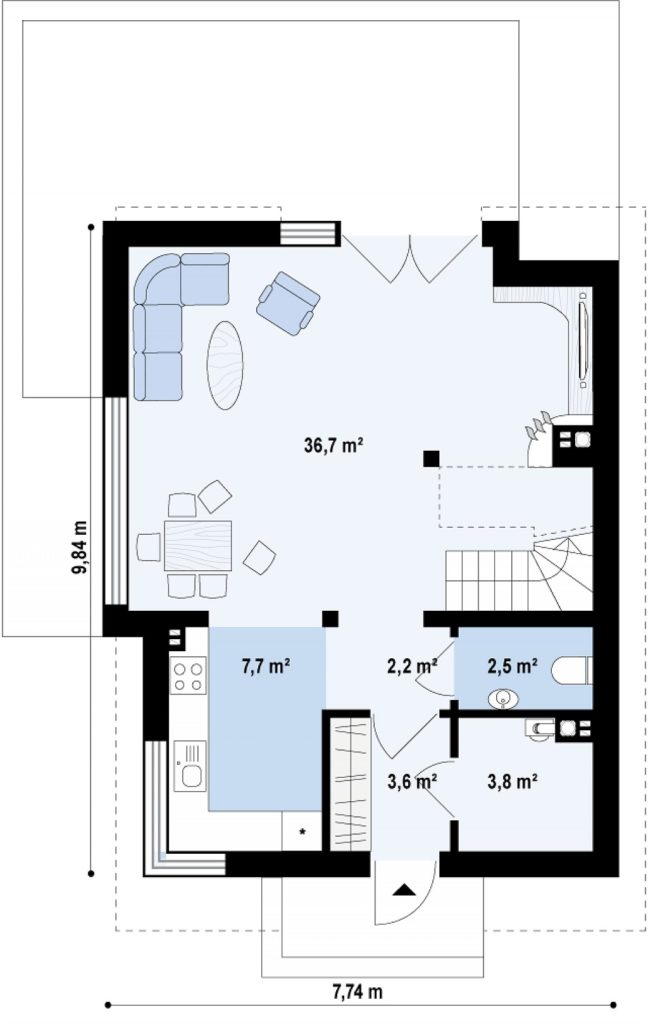 Проект 258 - дом из теплоблока 8 x 10 м - Дома из блоков 4