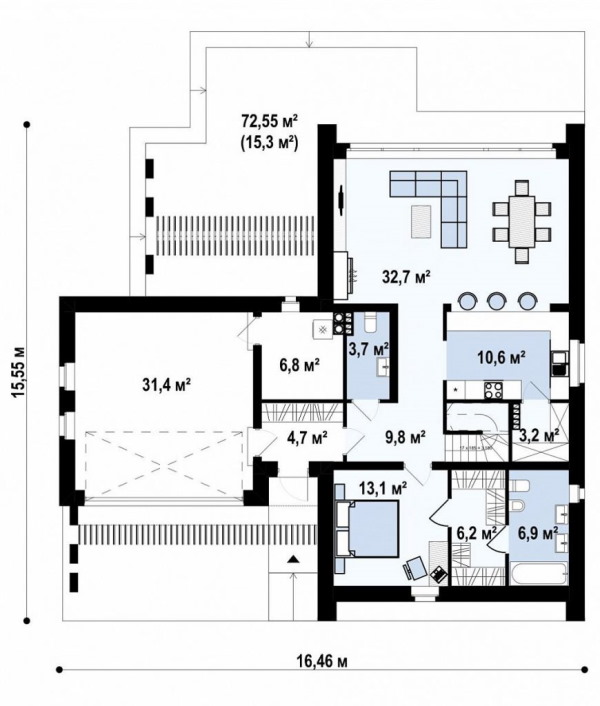 Проект 263 - дом из теплоблока 12 x 12 м - Дома из блоков - 4 миниатюра