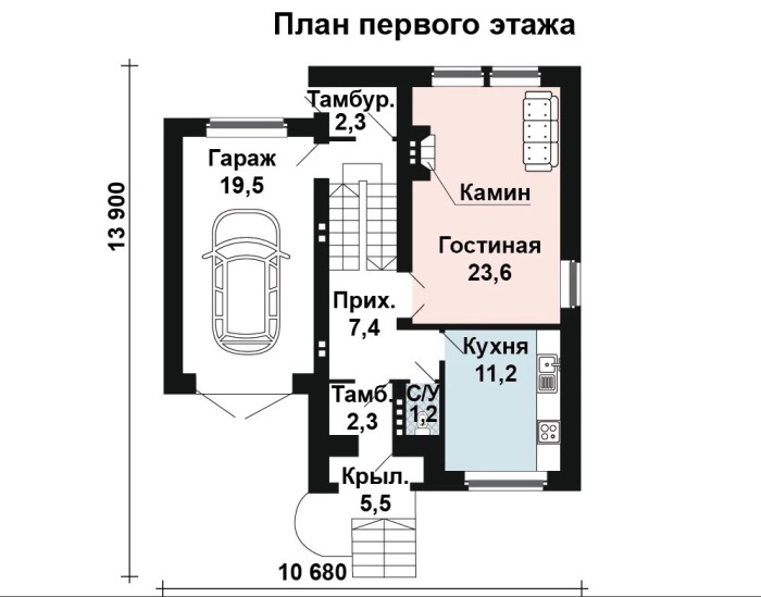 Проект 275 - дом из кирпича 13 x 10 м - Дома из блоков - 3 миниатюра