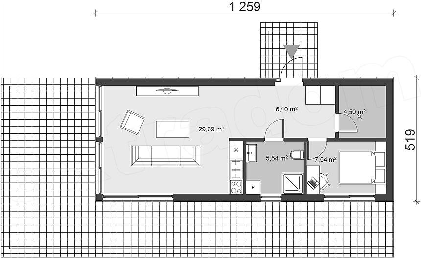 Проект 302 - дом из керамоблока 13 x 5 м - Дома из блоков 4