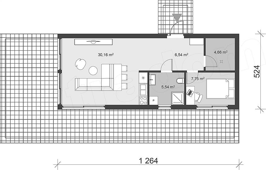 Проект 305 - дом из керамоблока 13 x 5 м - Дома из блоков 4