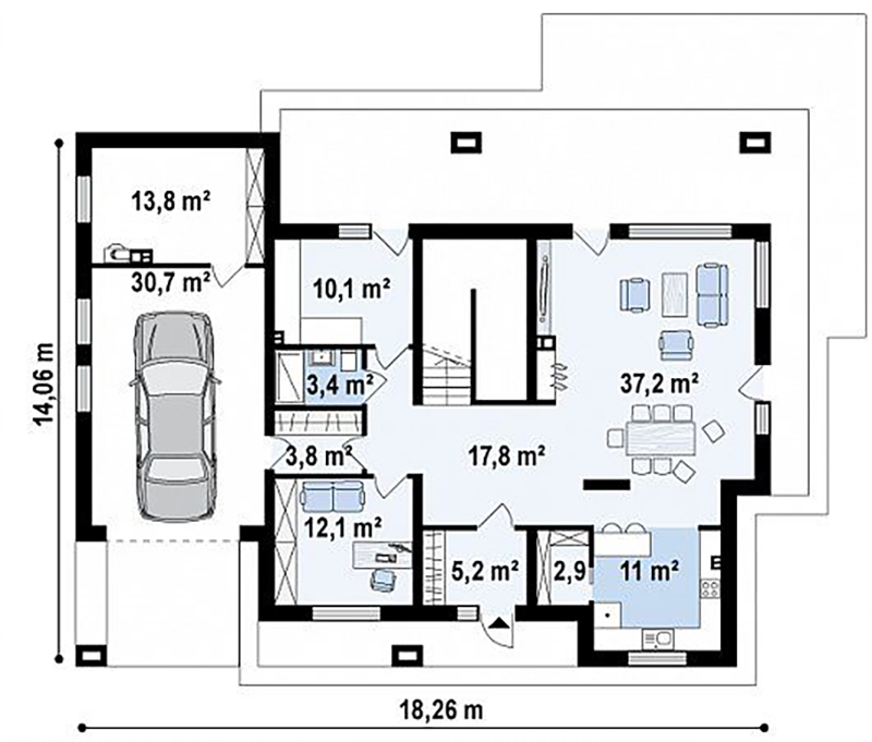 Проект 37-Д - дом из керамических блоков 14,06 на 18,26 м - Дома из блоков - 3